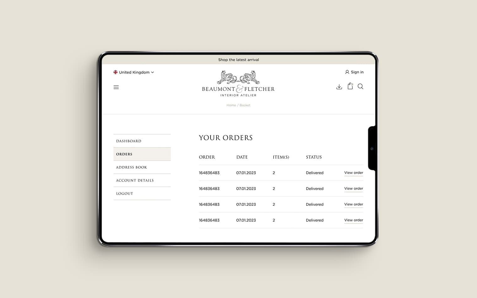 Beaumont and Fletcher | E-commerce | Work | SED Digital