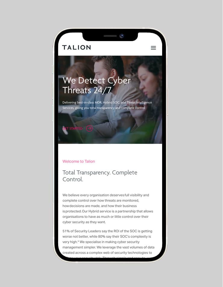 Talion | Cyber Security Web Design | Web Build | Work | SED Digital