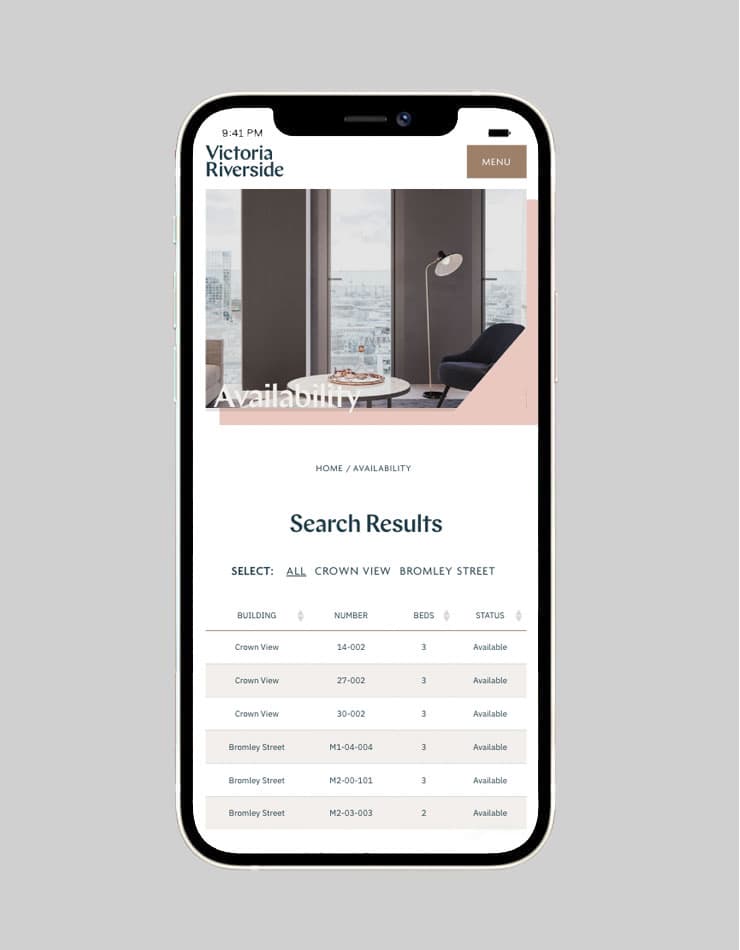 Victoria Riverside | Property Branding & Web Design | Steve Edge Design
