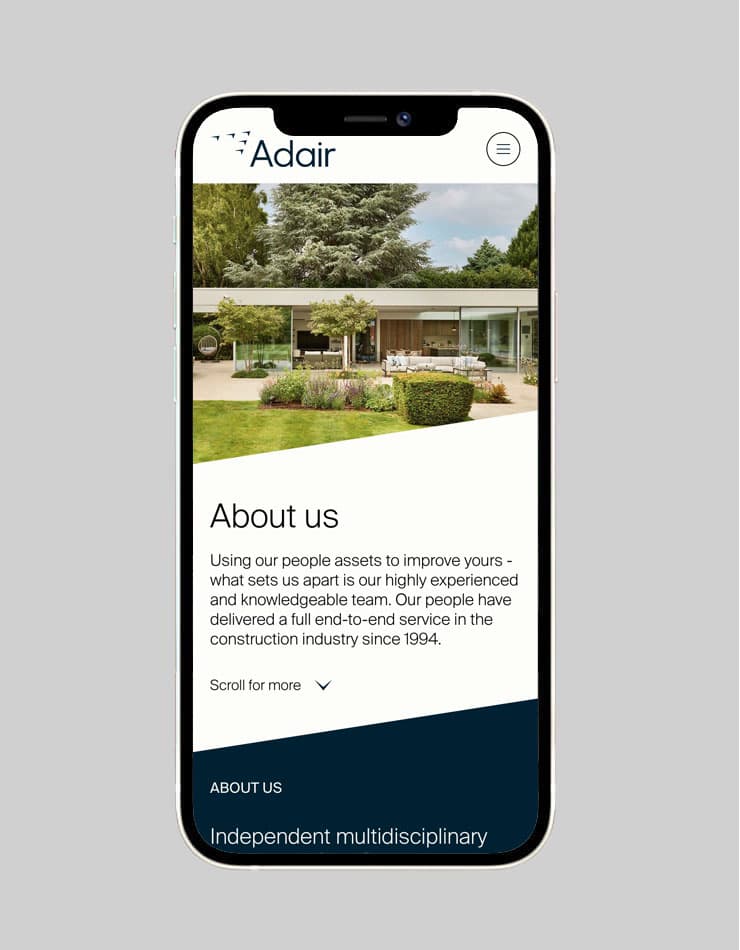 Adair | Construction Consultancy Website Development & Design | Work | SED Digital